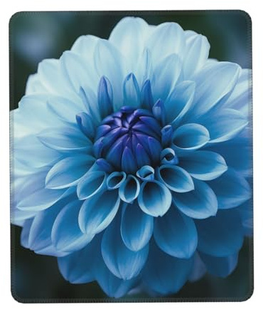 Tapis De Souris Imprimé Fleur De Dahlia Bleu Tapis De Souris Antidérapant Glissement Facile Bureau Tapis Souris, pour Maison, Ordinateur Portable, 25x30cm