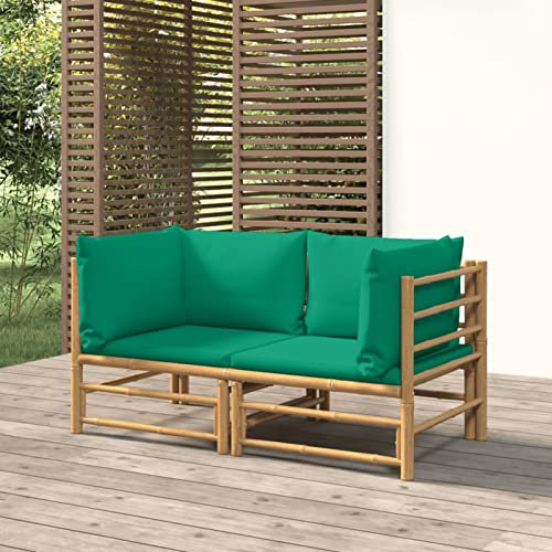 Fasba 2 STK. Ecksofa Gartensofa Lounge Einzelsofa mit Kissen Gartenmöbel Bambus/ 3155150
