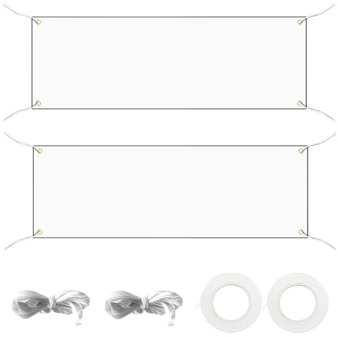 Qwrqwr 180x60cm Leeres Banner Selbst Gestalten Geburtstags Recyceltem Polyeste Baumwollstoff Set Weißes Werbebanner zum Bemalen DIY Painting (180x60cm)