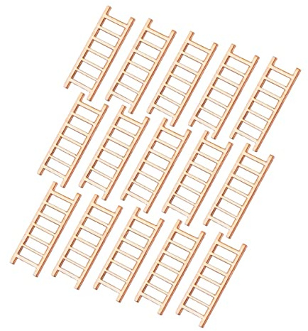 HOMOBABE Mini-échelle De Simulation en Bois 15pcs pour Décoration De Micro-Paysage Accessoires De Jardin Ornements pour Maison De Poupée Échelle en Bois Décoration pour Bonsaï Modèle De Paysage