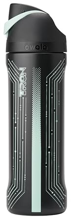 Owala TRON FreeSip Insulated Stainless Steel Glow in the Dark Water Bottle with Straw for Sports and Travel, BPA-Free, 24 oz, Black