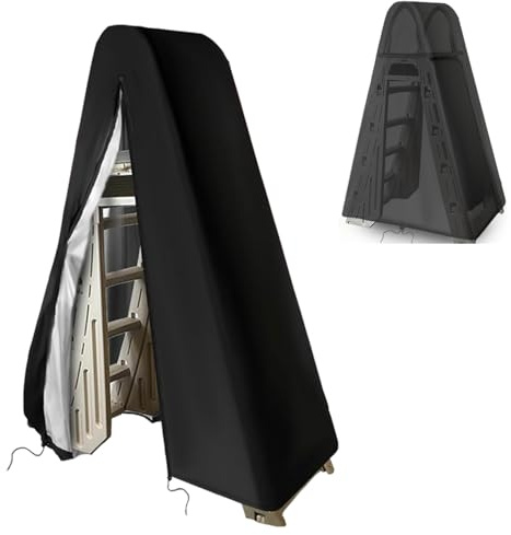 Patio Pool Ladder Cover 78Wx22Lx63H Inch Ladder Cover for 7200 Roll Guard Above Ground Pool Ladder Outdoor Swimming Pool Platform Ladder Covers with Zipper & Adjustable Drawstring
