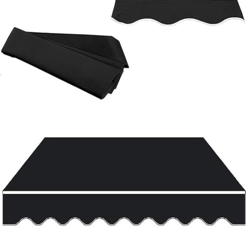 Tessuto di ricambio per tenda da sole retrattile manuale, impermeabile, in tela, per uso esterno, adatto per 2 x 1,5 m a 6,1 x 2 m (nero, 4,5 x 2,5 m)