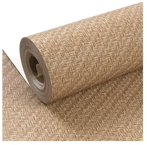 WTAXBH Papier Peint Papier peint PVC uni, couleur unie, lin uni, motif imitation paille tissée, non autocollant, imperméable, minimaliste(Linen,0.530mx2m)