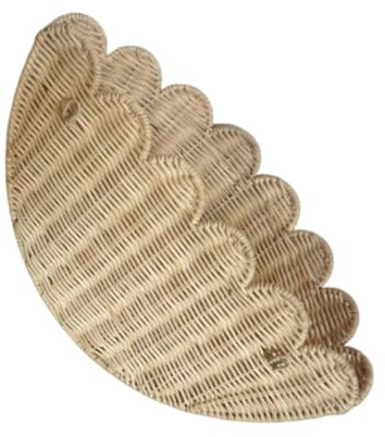 WEKAMOS Wandkorb zur Wandmontage Geflochtener Rattan in Fächerform Atmungsaktiver Hängekorb für Wohnzimmer und Natürliche Landhaus Dekoration