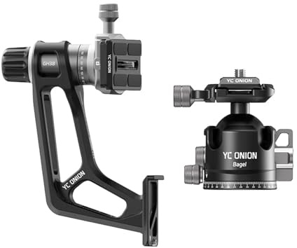 YC Onion GH38 & BC44 Gimbal-Kugelkopf-Kombo - 44mm Große Kugel, 360° Panorama Basis, Ultra-Niedriges Schwerpunktzentrum, Leichtes Aluminium für Teleobjektiv Stativ Stabilität