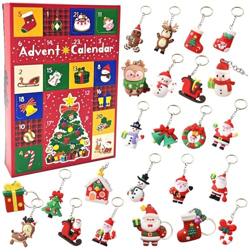 Calendario dell'Avvento 2025，Calendario Natalizio per Il Conto Alla Rovescia di 24 Giorni con 24 Ornamenti Pendenti Natalizi Decorazioni Albero di Natale Scatola Cieca di Natale Regalo per Bambini