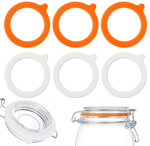 6pcs Bottle Seals Jar Seals Silicone Canning Jar Gaskets Sealer Storage Leakproof Replacement 3.74inch Seals Rings Airtight Canning Jars Lid for Kilner Jar Seals Mason Regular Mouth Glass Canning Jar