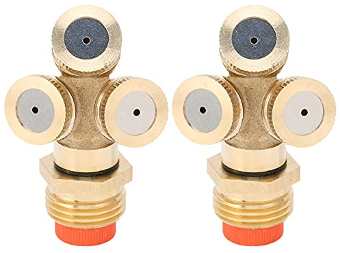 Baxnore 2PCS G1 / 2 Sprinkler à Haute Pression Sprayler 3 Trous Tête de buse d'irrigation avec Maille filtrante pour arrosage de Jardin Plantes Plantes Fleurs légumes en cuivre Dur