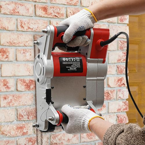 Sunseota Wall Groove Cutting Machine 110V/220V Electric Wall Slotting Machine Electric Wall Chaser for Brick Granite Marble Concrete Dust Frees Operations Adjustable 15-40mm Grooving Dep Red-220V