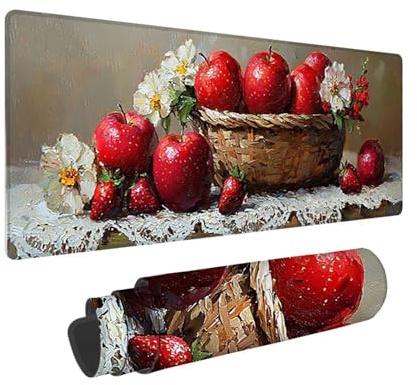 Tapis de Souris de Jeu, 800 x 300 mm XXL Tapis Souris Gaming Grand, Antidérapant Étanche, iExtended Long Clavier Mouse Pad XXL, Accessoire Bureau, pour Gamer, Ordinateur, PC (Fruits Pommes) i-753
