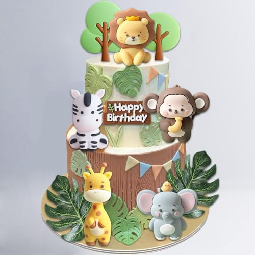 Animales Decoración Pastel, Decoracion Tarta Animales, Decoración Tartas Selva, Para CumpleañOs SelváTicos, Fiestas de Bienvenida al Bebé Y Celebraciones Familiares