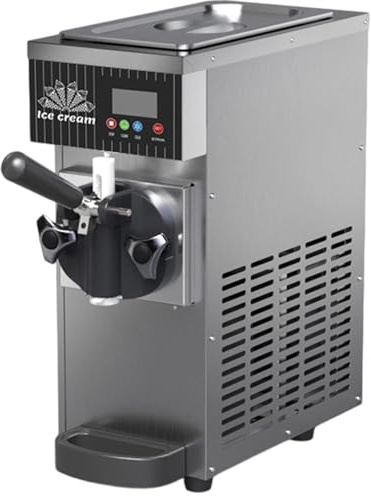 Grpquatsch Máquina de Helados Profesional Soft Serve 4-5kg/H, Heladera Comercial con LCD y Limpieza Automática, Ideal para Restaurantes y Bares​ Metallic
