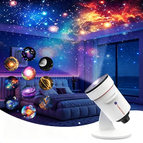 LUM9EX8 Planetarium Projector, 2026 Upgraded 4K Galaxy Star Projector for Bedroom Ceiling with 5D Optical Lens & Adjustable Focus, 360° Rotating Nebula Night Light, White Noise & Timer, Room Decor Gif