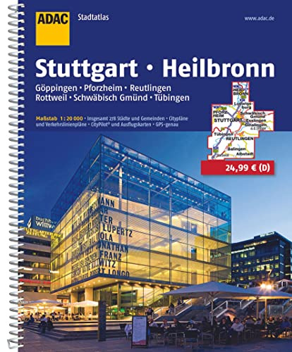 ADAC Stadtatlas Stuttgart, Heilbronn 1:20.000: mit Göppingen, Pforzheim, Reutlingen, Rottweil, Schwäbisch Gmünd, Tübingen
