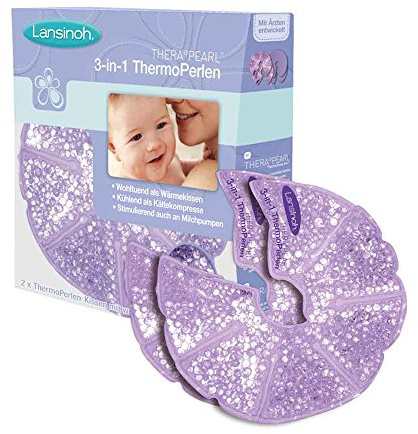 Lansinoh 3-in-1 ThermoPerlen, Perlenkissen, Kälte-/Wärmetherapie, BPA frei, flexibel, Vliesbezug, 2 St.