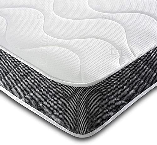 Jumpi 3ft Single Mattress - 6 Inch Cool Blue Gel Memory Foam Spring Hybrid Mattress - Breathable Foam Medium Orthopedic Single Mattress With Black Border