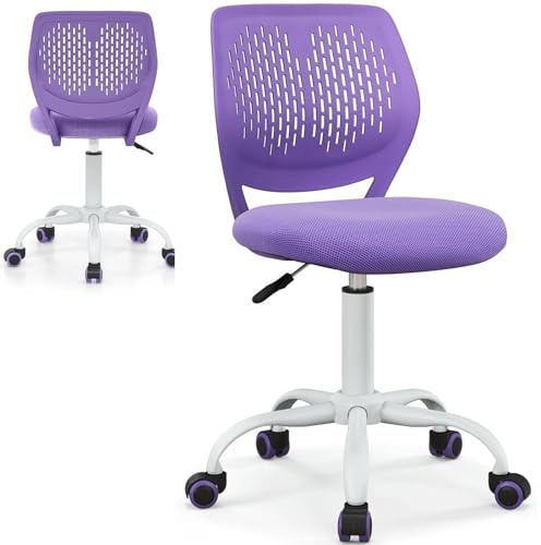 Maxmass Home Office Kids Desk Chair, Height Adjustable Computer Chairs with PU Casters & Gas Lift, Boys Girls Task Seat Swivel Mesh Chairs for Studying Working Studying (Purple)