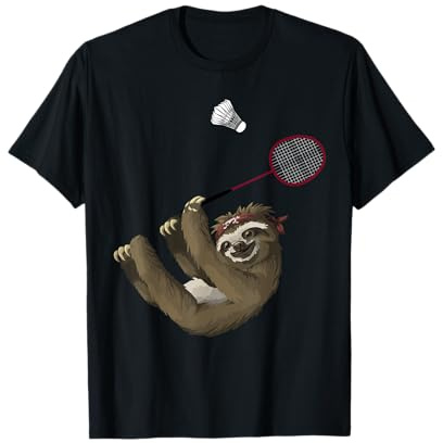 Lustiges Badminton-Design für Badmintonspieler und Faultier-Fans T-Shirt
