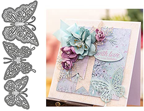 ECMQS DREI Schmetterlinge DIY Stanzschablone, Scrapbooking Prägeschablonen Stanzformen Schablonen Für Scrapbooking