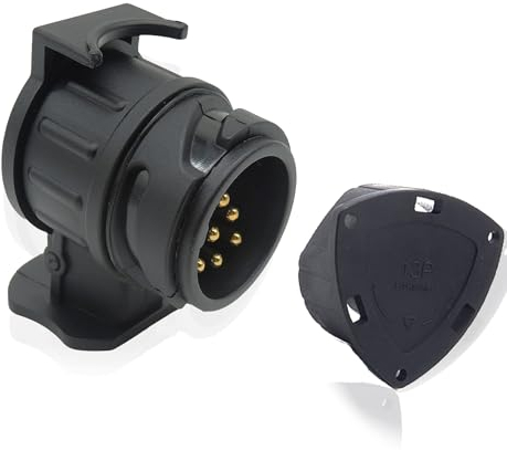 HISports Adapter 13 auf 7 Poliger Anhängerstecker mit Parking Cover 12 V Anhänger Adapter 13 auf 7 Polig Anhängerkupplung Adapter 13 auf 7 Polig Trailer Adapter 13 zu 7 Pin für PKW, KFZ und LKW