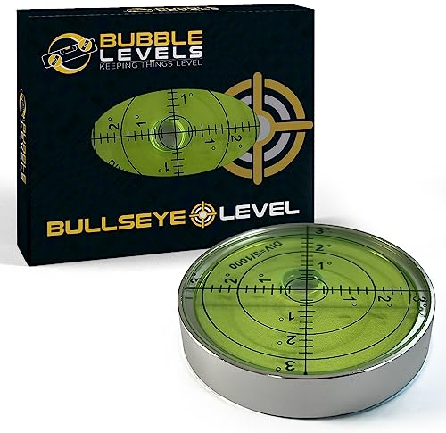 Bubble Levels | Large Aluminium Precision Bullseye Spirit Level | 60mm Diameter, Degrees, Circular, Surface Level - Metal Housing, Bulls Eye Level for Caravans (Supplied in a Gift Box)