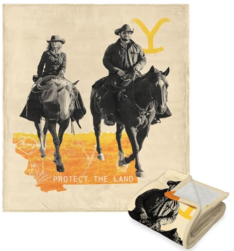 NORTHWEST Yellowstone Silk Touch Sherpa Throw Blanket, 50 x 60, Horseback