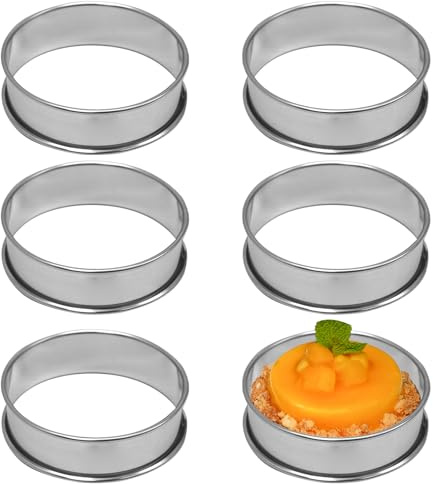 6PCS Crumpet Rings Non Stick Stainless Steel Crumpet Rings Double Rolled Egg Rings for Frying Cooking Rings Baking Rings for Cooking Crumpets Eggs Pastry Mousse(8cm in Inner Diameter）