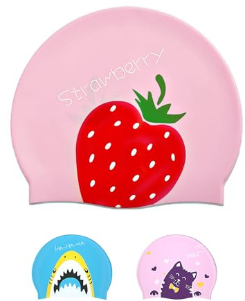 Swimming Cap Kids 6-14 - Swim Hat for Kids 6-14 Years Silicone & Waterproof
