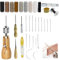 Mocrop Kit Costura de Cuero de 34 Piezas con Agujas de Coser a Mano de 16 piezas, Juego de Costura de Cuero Multifuncional de Bricolaje para Coser Lienzo de Cuero