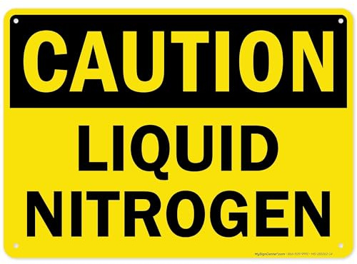 Caution Liquid Nitrogen OSHA Sign, 10x14 Inches, 55 mil thick HDPS (high density polystyrene), Made in USA by My Sign Center