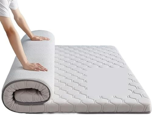EnxJire Tatami-Matte Latexmatratze Elastisches Kissen Home Faltbare weiche Bequeme Einzel-Doppel-Tatami-Bodenmatte Isomatte Memory Foam-Matratzen(Gray 8cm,150x200cm)