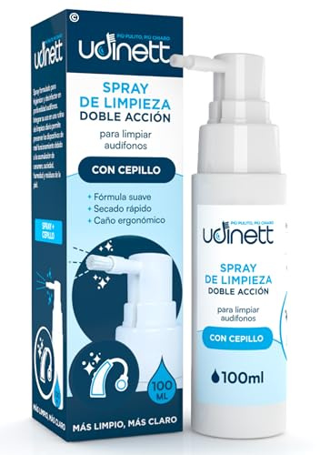 Spray Limpiador para Audífonos con Cepillo Integrado Udinett Sanitizing 100ml Fórmula Sin Alcohol para Limpiar Auriculares Bluetooth de Secado Rápido Elimina la Cera y la Suciedad