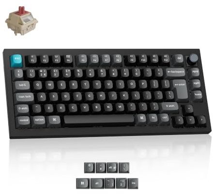 Keychron Q1 Ultra 8000Hz Wireless Mechanical Gaming Keyboard, ZMK Bluetooth/2.4 GHz/Wired (8K of 2.4GHz/Wired), RGB Hot-Swappable Red Linear Switch for Mac Windows Linux (75% UK Layout) - Black
