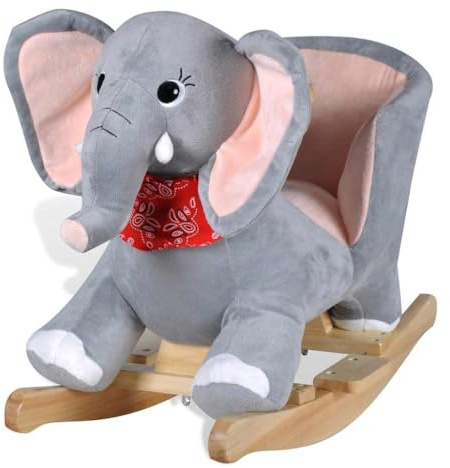 GeenYuu Gungdjur, elefant, plysch för småbarn från 12 månader, gunggunggunggungbräda med mjuk stoppning, 60 x 32 x 54 cm, kan belastas upp till 25 kg, ergonomisk för babystol och barnrum