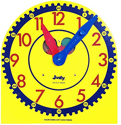 Carson Dellosa 13 x 12 Judy Clock, Learn to Tell Time with Color Coded Clock Hands, Analog Time Telling for Kids, Hands-On Learning Education Classroom and Homeschool Supplies