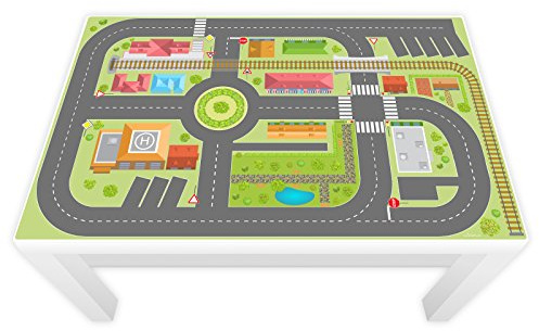 nikima Schönes für Kinder Spielfolie für Lack Tisch groß 117 x 77 cm Stadtleben (Möbel Nicht Inklusive)