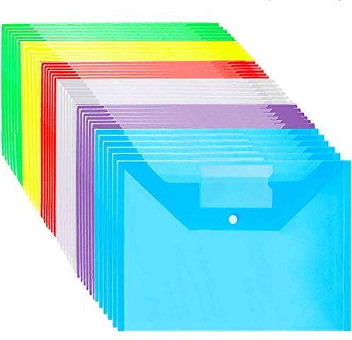 Dokumentenmappen, aus Kunststoff (Polypropylen), DIN-A4-Format, mit Knopfverschluss A4-Format 36 Pack