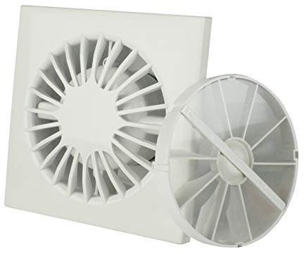 MKK Wohnraumlüfter Bad Ventilator Ø 100 mm weiß kraftvoll 7 Watt Kugellager Rückstauklappe Standard mit Rückstauklappe