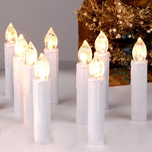 CCLIFE LED Weihnachtskerzen Kabellos Kerzen Dimmbar Weihnachtsbaumkerzen Christbaumkerzen mit Fernbedienung Timer Kerzenlichter,Lichtfrabe:warmweiss