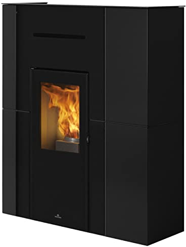 EdilKamin 813000_7 Blade H 15 wasserführender Pelletofen Stahl/Glas Schwarz/A++