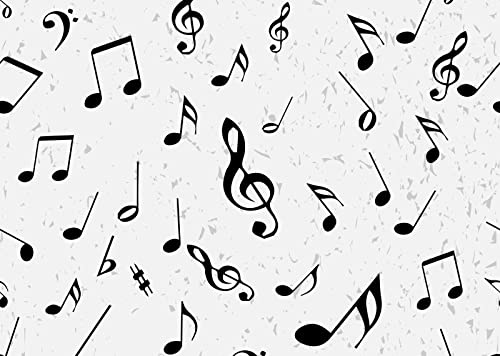 BELECO 2.1x1.5m Stoff-Musiknoten-Hintergrund, Musiknote, musikalisches Doodle-Muster, schwarz-weißer Hintergrund, Geburtstags-Fotoshooting, Musikthema, Party-Dekoration, Banner, Home Decor