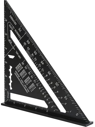 LUVZOOR 180MM Zimmermannswinkel, 45/90 Grad Winkelmesser Anschlagwinkel Metrisches Dreieckslineal aus Aluminium Holzbearbeitungslineal Hohe Präzision Schreinerwinkel für Zimmermann