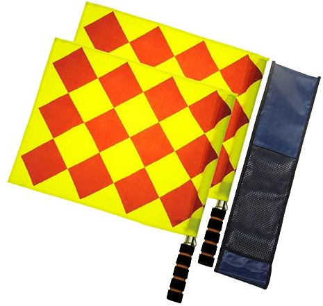 Yardwe 2 Pcs Rugby Referee Flags Handle Linesmen Flags Athletic Competition Hand Flag Football Training Flags Soccer Ref Flags Mini Judge Flag football game supplies checkered tarpaulin