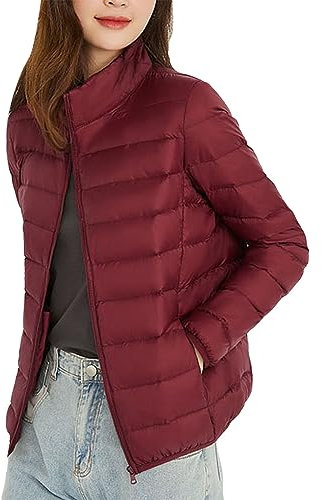 Piumino da Donna 100 Grammi Leggeri Elegante Cappotto Senza Cappuccio Ultraleggero Taglie Forti Giacca Trapuntino Mezza Stagione Imbottiti Piumini Donna Invernale Antivento Caldo Giacconi Slim