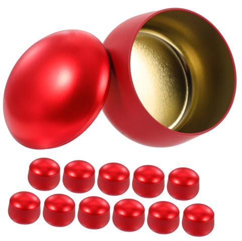 Lurrose 12pcs Red Metal Candle Jars Tin Containers 8oz Belly Mushroom Head Candle Storage Jars for DIY Making and Home Decoration