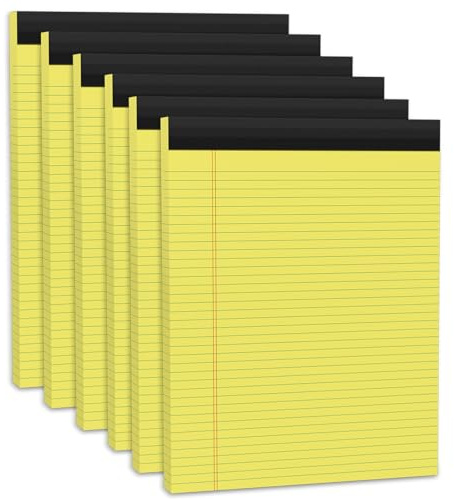 Gelber Notizblock A4 Kollegium Regiert Block Liniert a4, 6 Stück Legal Notizblöcke A4 Schreibblöcke Schmal liniert Notizblock, 30 Blatt Pro Notizblöcke für Arbeit Studie Tägliche Notizaufnahme Liste