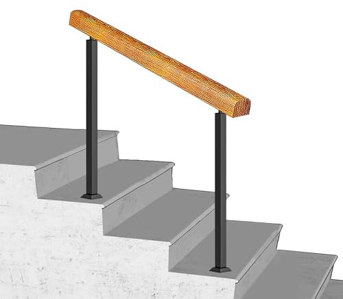 Escalier réglable en bois pour 3-4 marches, balustrade extérieure/intérieure pour porche, hauteur 85 cm, design piquet, idéal pour la sécurité et le style.