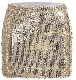 GORGLITTER paljettkjol damer kort glitter kjol sexig minikjol med elastiskt band party outfit rave kjolar techno outfit, Guld, S