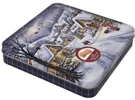 Festive Shortbread Fingers Gift Tin – Assorted Designs Featuring Highland – Holiday Cookie Tin – Traditional Scottish Shortbread Biscuit Assortment (pack of 1 (Christmas scene))